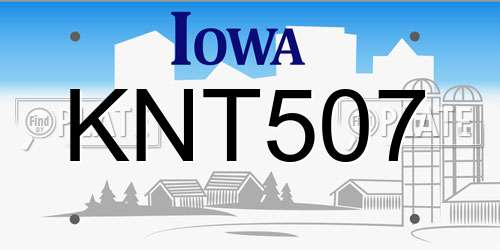 KNT507 Iowa License Plate