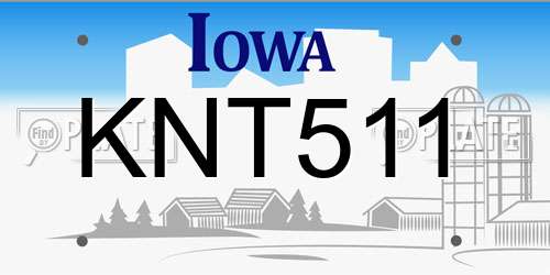 KNT511 Iowa License Plate