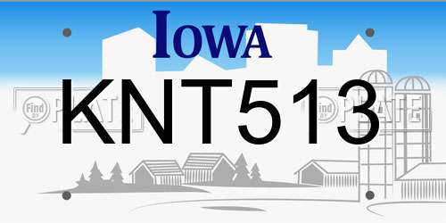 KNT513 Iowa License Plate