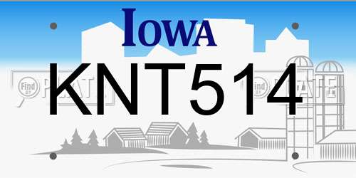 KNT514 Iowa License Plate