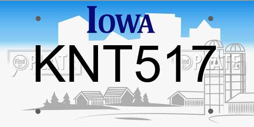 KNT517 Iowa License Plate