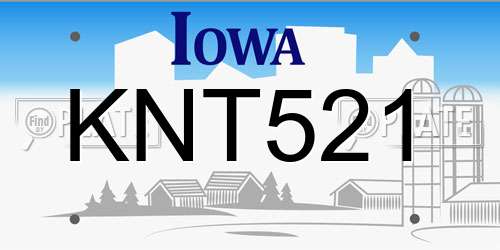 KNT521 Iowa License Plate