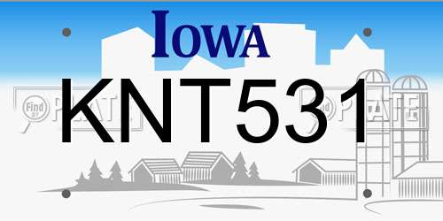 KNT531 Iowa License Plate