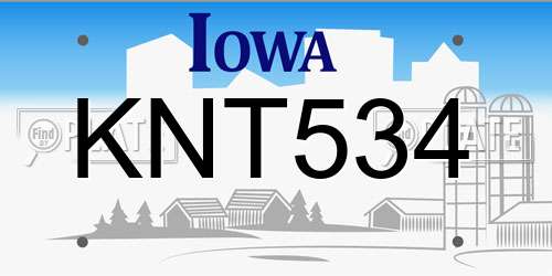 KNT534 Iowa License Plate