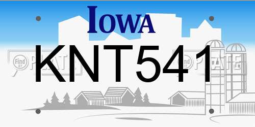 KNT541 Iowa License Plate