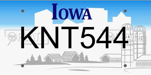 KNT544 Iowa License Plate