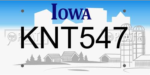 KNT547 Iowa License Plate