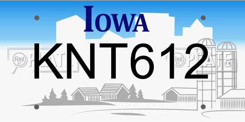 KNT612 Iowa License Plate