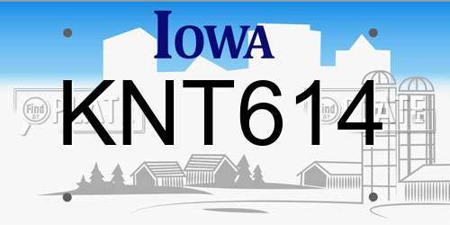 KNT614 Iowa License Plate