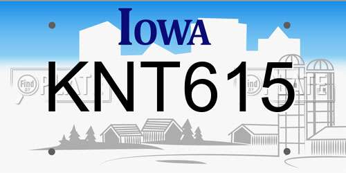 KNT615 Iowa License Plate