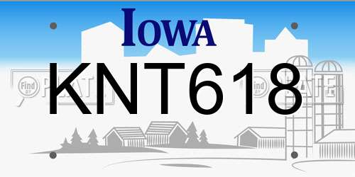 KNT618 Iowa License Plate