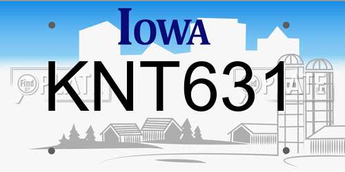 KNT631 Iowa License Plate