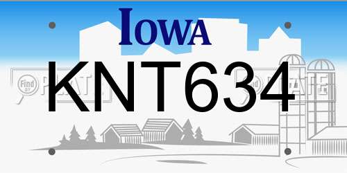 KNT634 Iowa License Plate