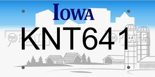 KNT641 Iowa License Plate