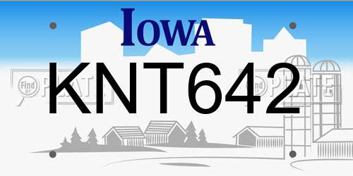 KNT642 Iowa License Plate