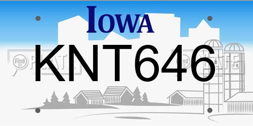 KNT646 Iowa License Plate