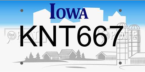 KNT667 Iowa License Plate