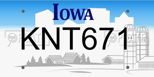 KNT671 Iowa License Plate