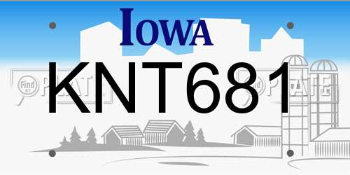 KNT681 Iowa License Plate
