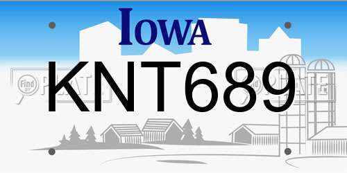 KNT689 Iowa License Plate