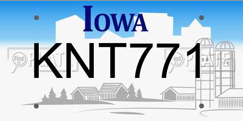 KNT771 Iowa License Plate
