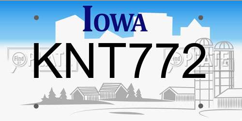 KNT772 Iowa License Plate