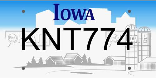 KNT774 Iowa License Plate