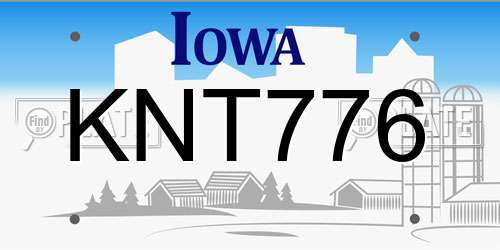 KNT776 Iowa License Plate