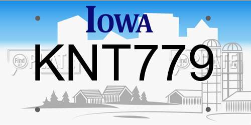 KNT779 Iowa License Plate