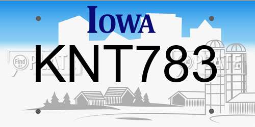 KNT783 Iowa License Plate