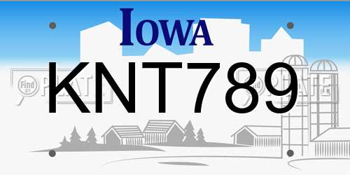 KNT789 Iowa License Plate