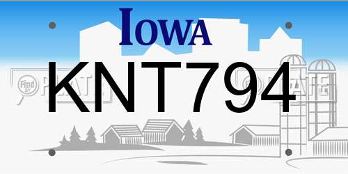 KNT794 Iowa License Plate