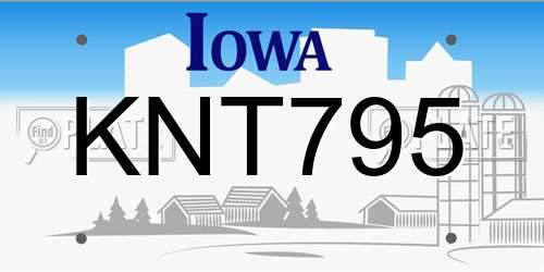 KNT795 Iowa License Plate