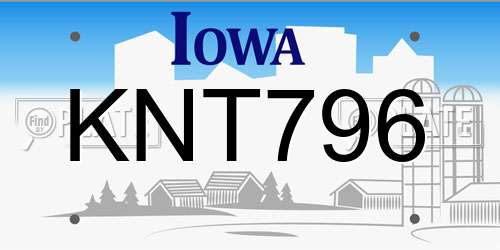 KNT796 Iowa License Plate