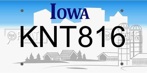 KNT816 Iowa License Plate
