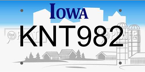 KNT982 Iowa License Plate