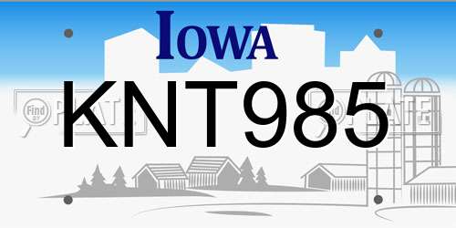 KNT985 Iowa License Plate