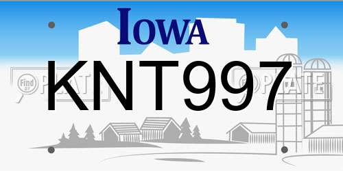 KNT997 Iowa License Plate