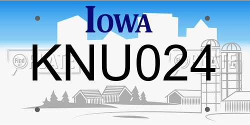 KNU024 Iowa License Plate