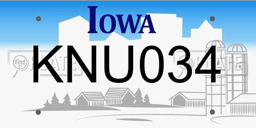 KNU034 Iowa License Plate