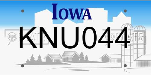 KNU044 Iowa License Plate