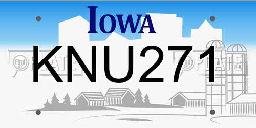 KNU271 Iowa License Plate