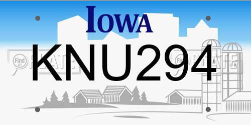 KNU294 Iowa License Plate