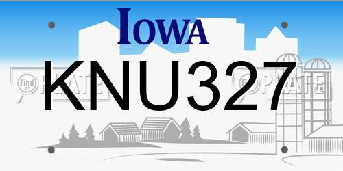 KNU327 Iowa License Plate