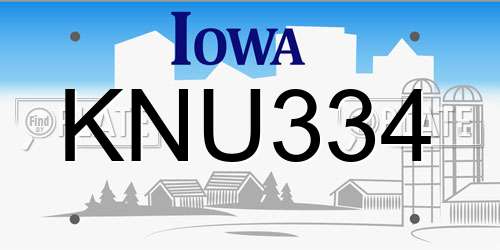 KNU334 Iowa License Plate