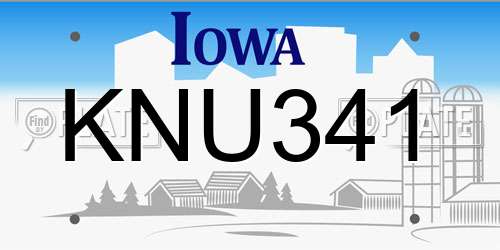 KNU341 Iowa License Plate