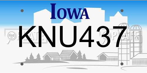 KNU437 Iowa License Plate