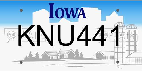 KNU441 Iowa License Plate