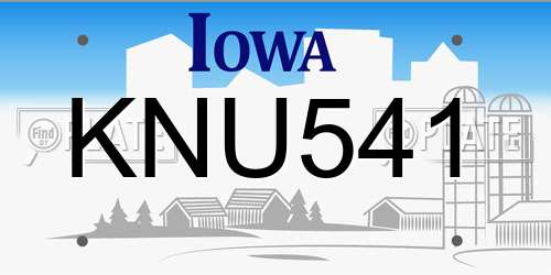 KNU541 Iowa License Plate