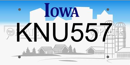 KNU557 Iowa License Plate